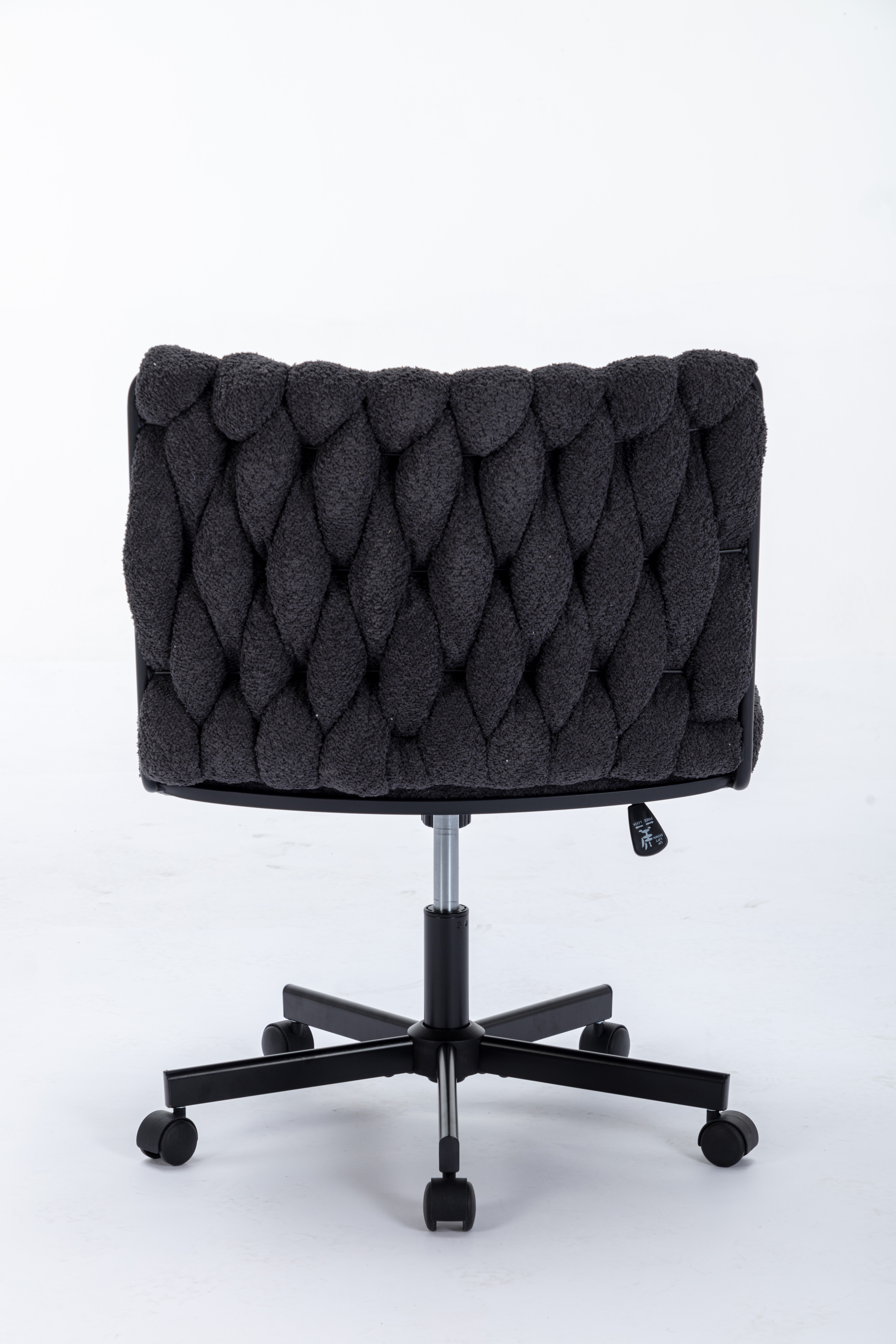 Criss Cross Legged Office Desk Chair With Wheels, Modern Armless Desk Chair With Wide Seat, Home Office Chairs For Work, Meditation, Vanity,White_voghion.com